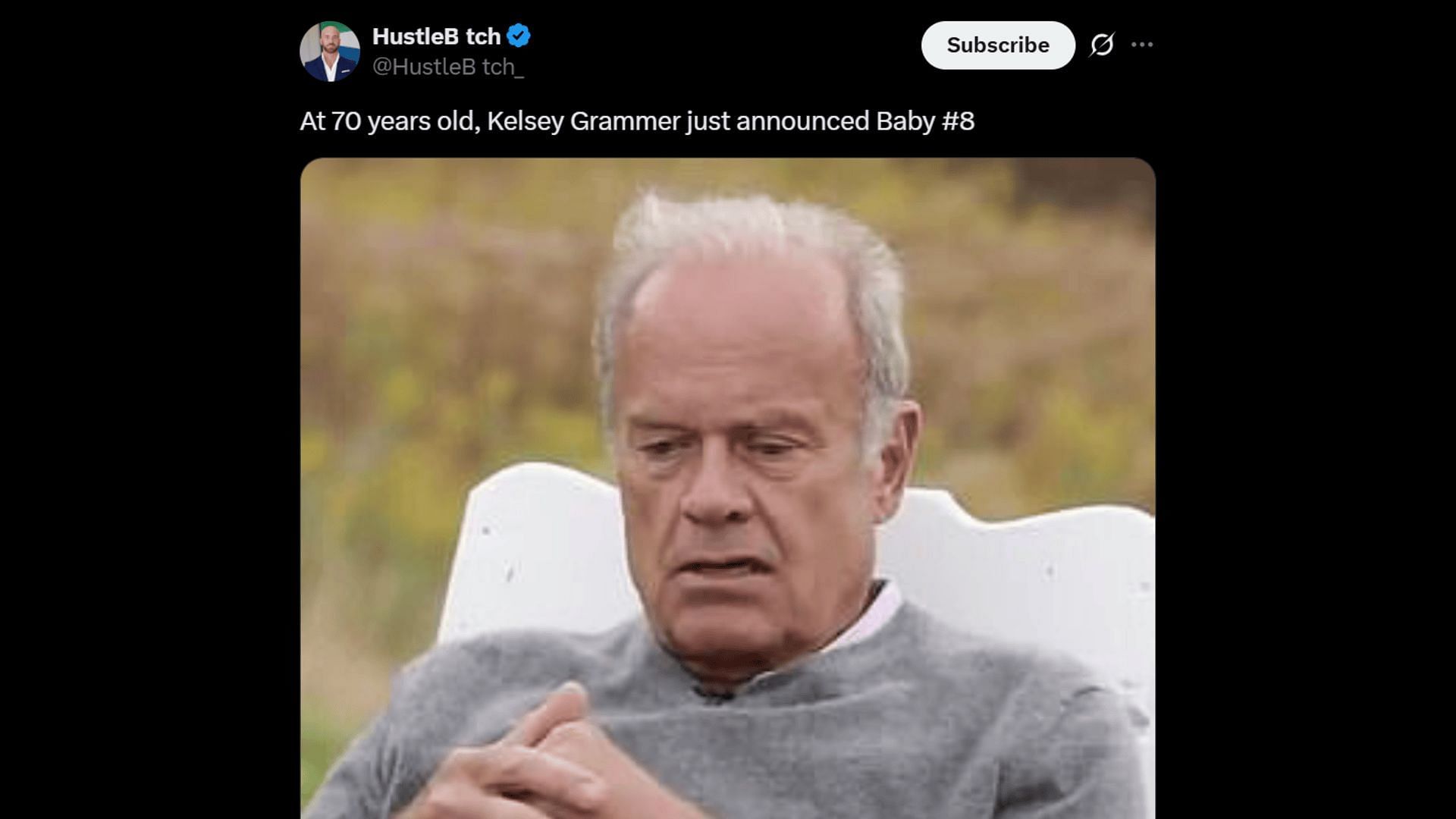 Kelsey Grammer is expecting his eighth child. (Image via X)